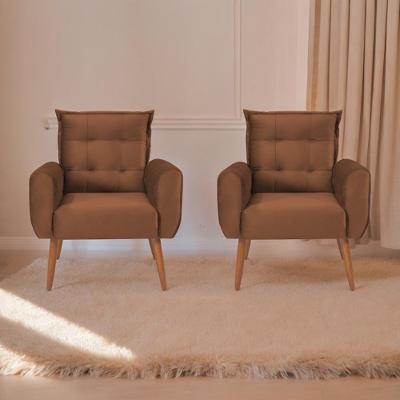 Conjunto De Poltronas Decorativas Atlas Veludo Ferrugem