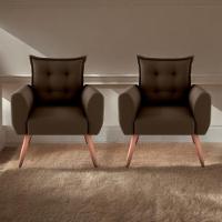 Conjunto De Poltronas Decorativas Atlas Suede Marrom - 1