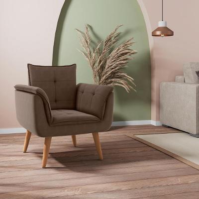 Conjunto Poltrona Decorativa Japeri Inca Marrom Tecido Inca Mais de Casa