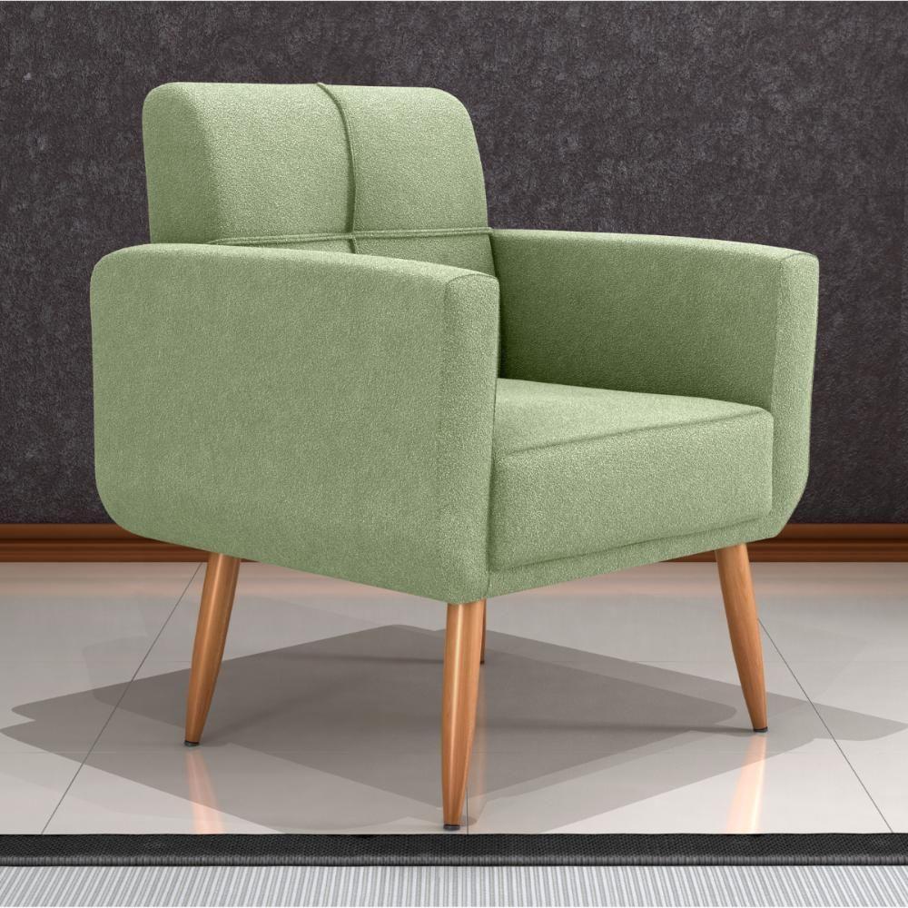 Conjunto De Poltrona E Puff Decorativos Miller Boucle Oliva - 2