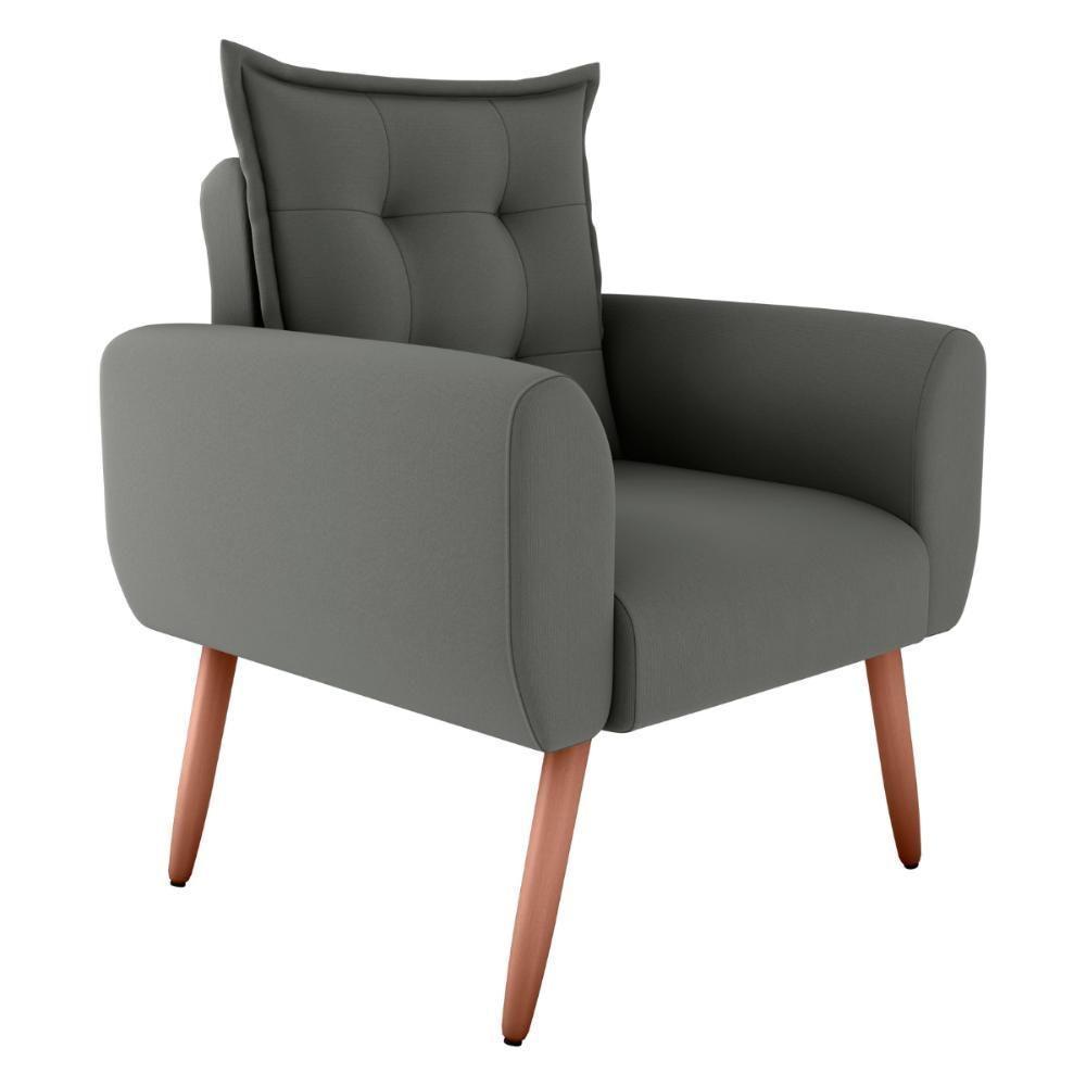 Poltrona Decorativa Vera Suede Cinza - 2