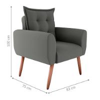 Poltrona Decorativa Vera Suede Cinza - 5