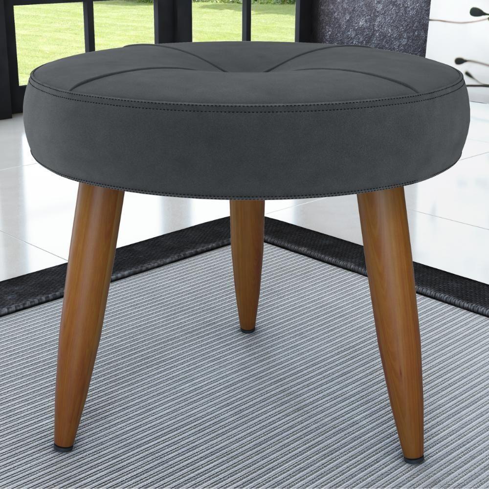 Conjunto De Poltrona E Puff Decorativos Miller Veludo Cinza - 2