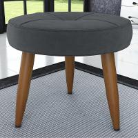 Conjunto De Poltrona E Puff Decorativos Miller Veludo Cinza - 2