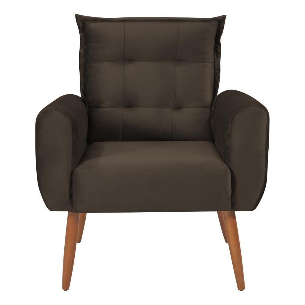 Conjunto De Poltronas Decorativas Atlas Veludo Marrom - 5