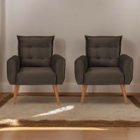 Conjunto De Poltronas Decorativas Atlas Veludo Marrom - 1