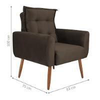 Conjunto De Poltronas Decorativas Atlas Veludo Marrom - 2