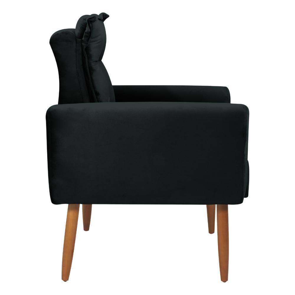 Conjunto De Poltronas Decorativas Atlas Veludo Preto - 3