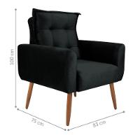 Conjunto De Poltronas Decorativas Atlas Veludo Preto - 5
