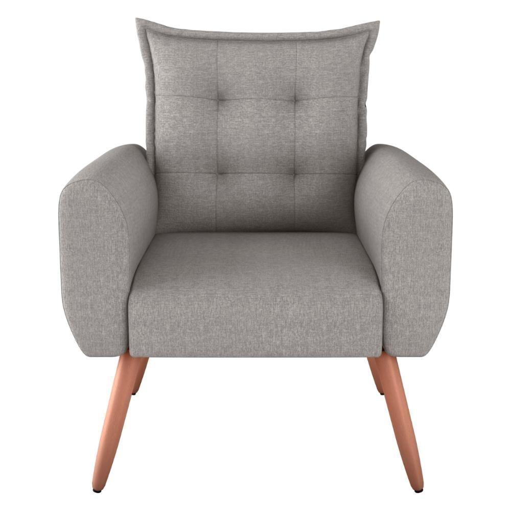 Conjunto De Poltronas Decorativas Atlas Linho Cinza - 4