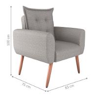 Conjunto De Poltronas Decorativas Atlas Linho Cinza - 5