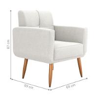 Conjunto De Poltrona E Puff Decorativos Miller Boucle Bege - 4