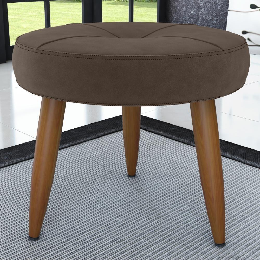 Conjunto De Poltrona E Puff Decorativos Miller Veludo Marrom - 2
