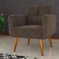 Conjunto De Poltrona E Puff Decorativos Miller Veludo Marrom - 3