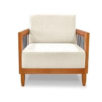 Poltrona Sala De Estar Base De Madeira Mariana Linho S04 - D'rossi Cor Natural - 1