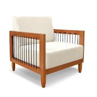 Poltrona Sala De Estar Base De Madeira Mariana Linho S04 - D'rossi Cor Natural - 2