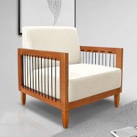 Poltrona Sala De Estar Base De Madeira Mariana Linho S04 - D'rossi Cor Natural - 3