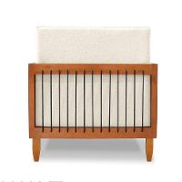 Poltrona Sala De Estar Base De Madeira Mariana Linho S04 - D'rossi Cor Natural - 5