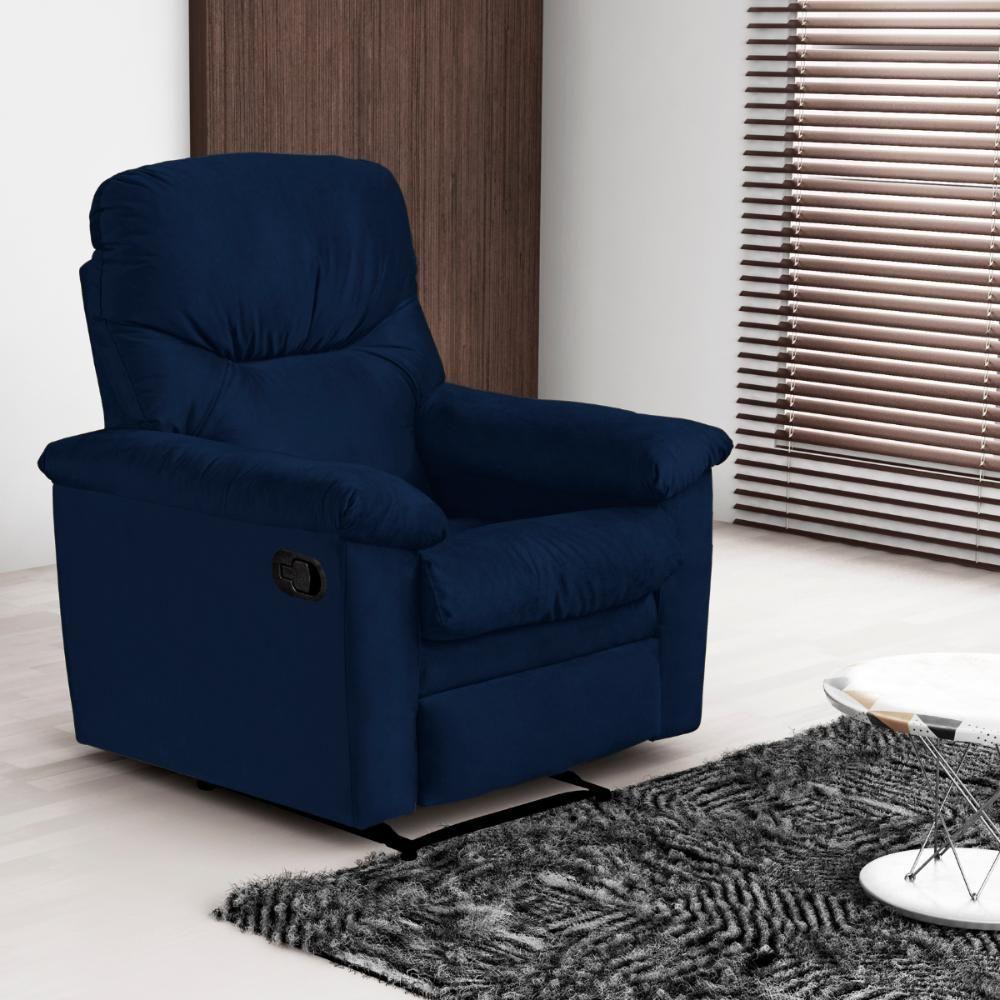Poltrona Reclinável Essen Veludo Light Azul - 1