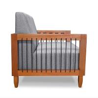 Poltrona Sala De Estar Base De Madeira Mariana Linho S04 - D'rossi Cor Cinza - 2