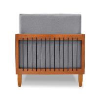 Poltrona Sala De Estar Base De Madeira Mariana Linho S04 - D'rossi Cor Cinza - 3