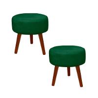 Kit 2 Puff Redondo Decorativo Danny Pés Palito Cor:verde - 1