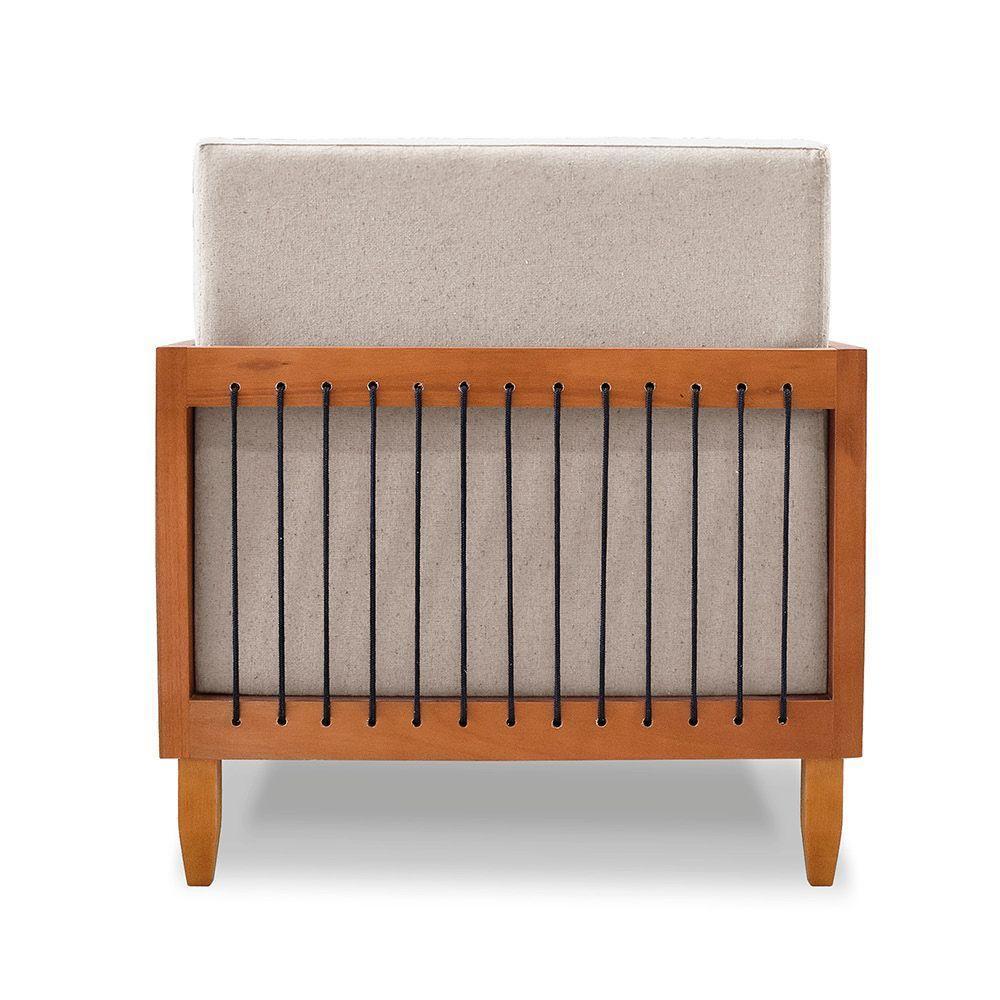 Poltrona Sala De Estar Base De Madeira Mariana Linho S04 - D'rossi Cor Areia - 3