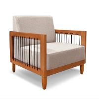 Poltrona Sala De Estar Base De Madeira Mariana Linho S04 - D'rossi Cor Areia - 1