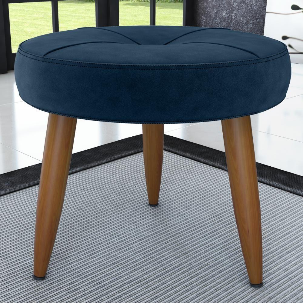 Conjunto Poltrona E Puff Decorativos Josh Veludo Azul - 2