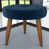 Conjunto Poltrona E Puff Decorativos Josh Veludo Azul - 2