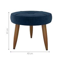 Conjunto Poltrona E Puff Decorativos Josh Veludo Azul