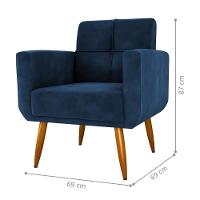 Conjunto Poltrona E Puff Decorativos Josh Veludo Azul - 5