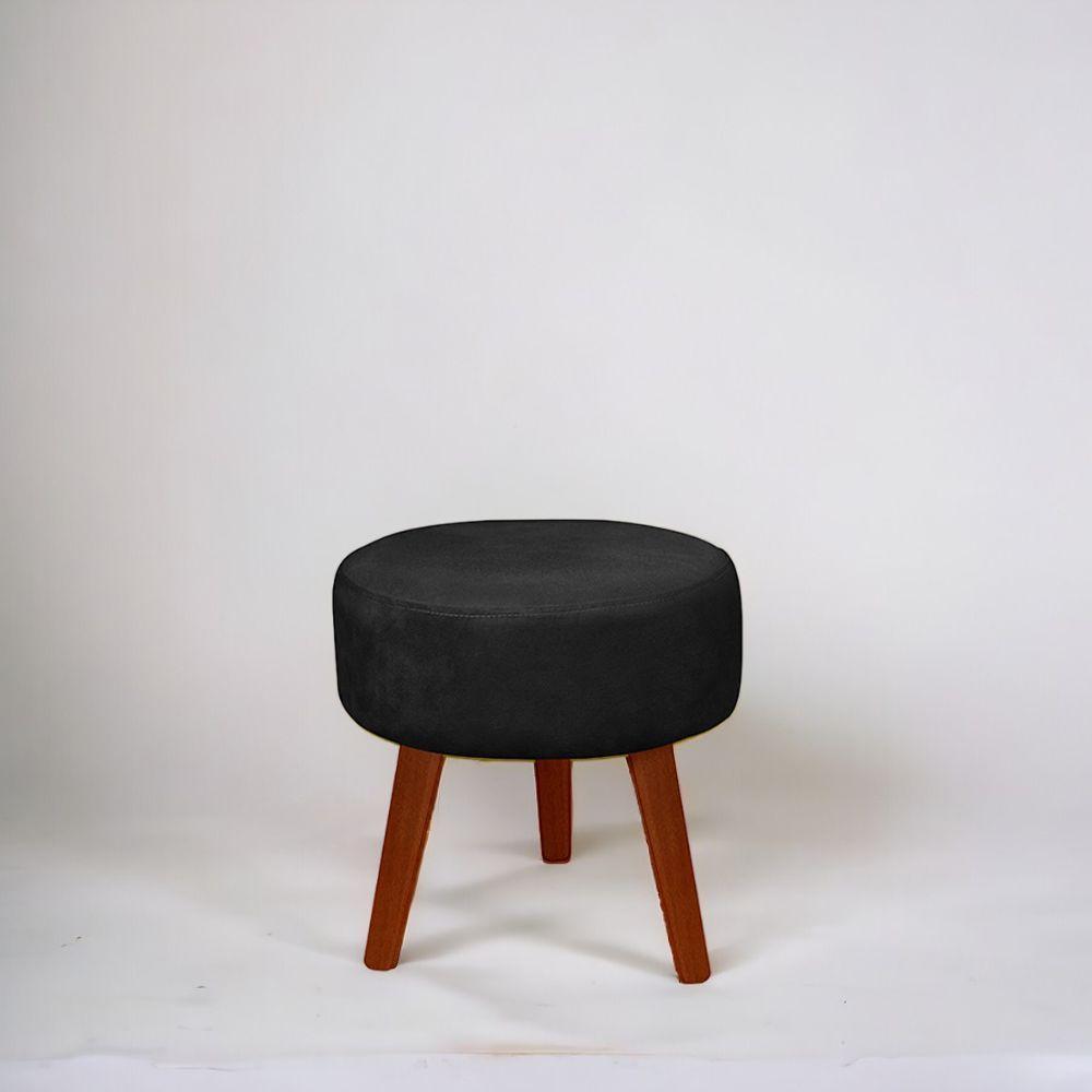 Kit 2 Puff Redondo Decorativo Danny Pés Palito Cor:preto - 2