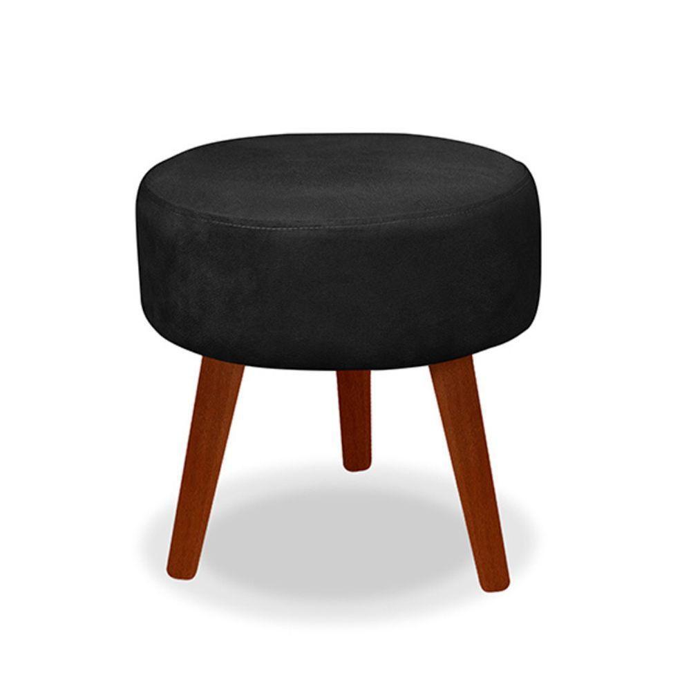 Kit 2 Puff Redondo Decorativo Danny Pés Palito Cor:preto - 3