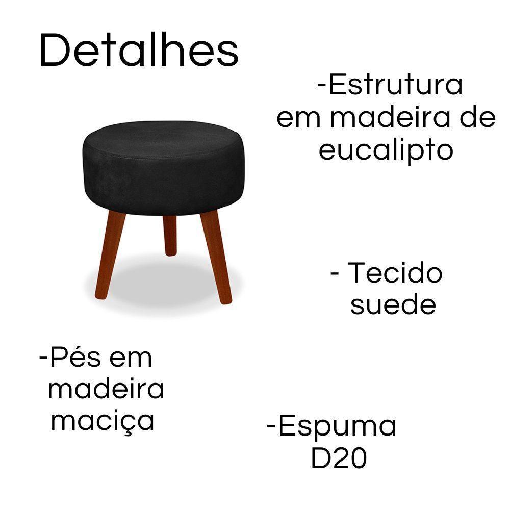 Kit 2 Puff Redondo Decorativo Danny Pés Palito Cor:preto - 5