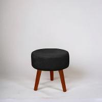 Kit 2 Puff Redondo Decorativo Danny Pés Palito Cor:preto - 2