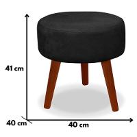 Kit 2 Puff Redondo Decorativo Danny Pés Palito Cor:preto