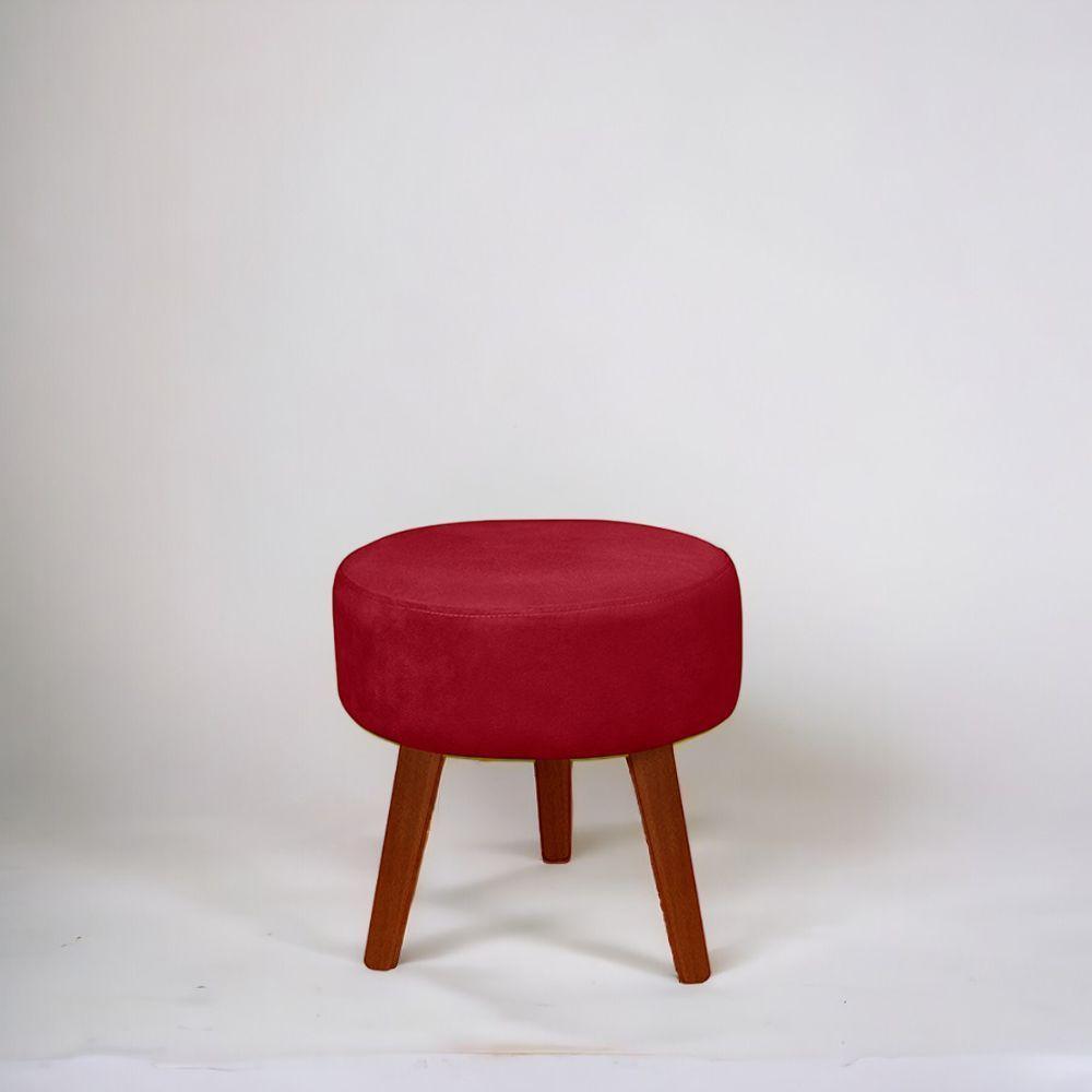 Kit 2 Puff Redondo Decorativo Danny Pés Palito Cor:vermelho - 2