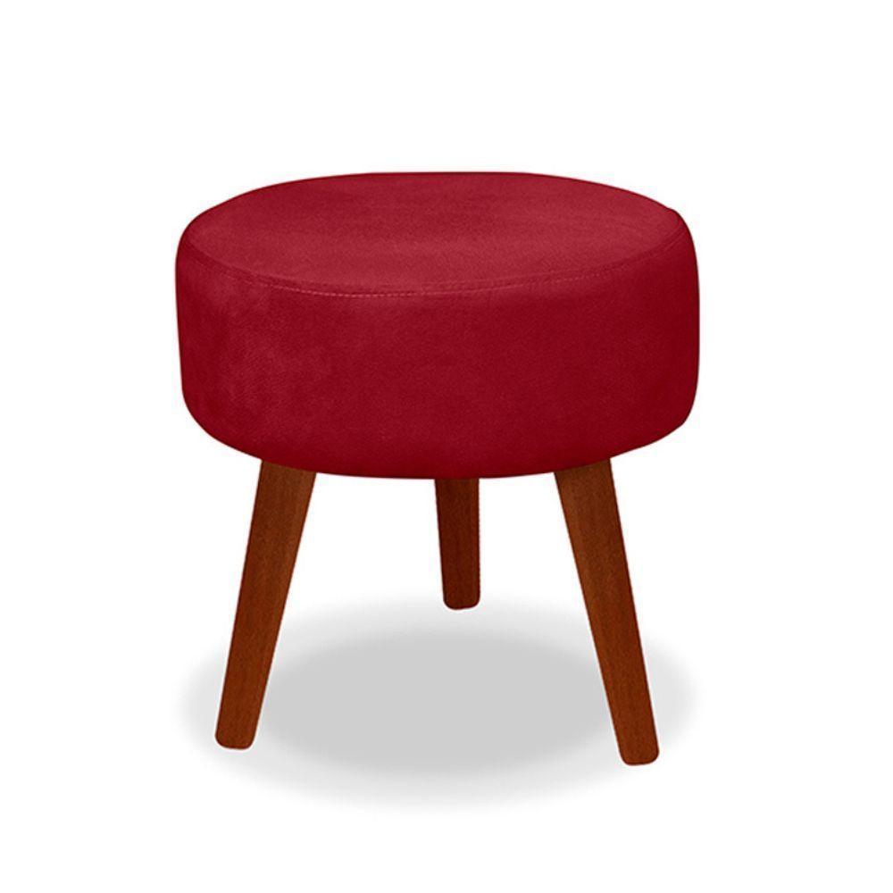 Kit 2 Puff Redondo Decorativo Danny Pés Palito Cor:vermelho - 3