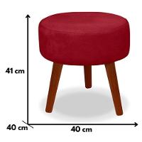 Kit 2 Puff Redondo Decorativo Danny Pés Palito Cor:vermelho