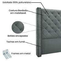 Cabeceira Cama Box Queen 160cm E Recamier Vicenza Veludo Cinza S04 - D'rossi - 7
