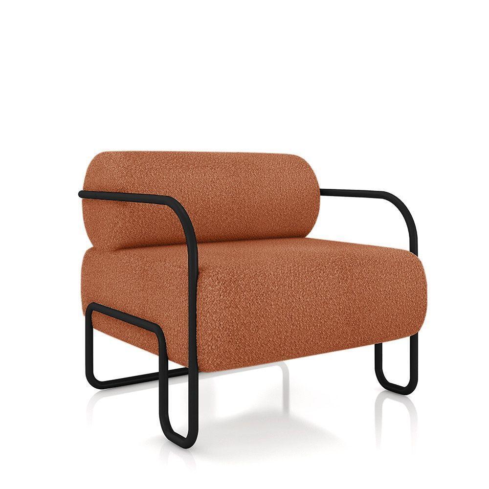 Poltrona Sala De Estar Industrial Preto Ameli Bouclê K01 - D'rossi Cor Terra Cota - 1