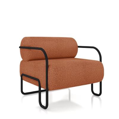 Poltrona Sala De Estar Industrial Preto Ameli Bouclê K01 - D'rossi Cor Terra Cota