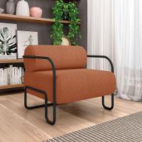 Poltrona Sala De Estar Industrial Preto Ameli Bouclê K01 - D'rossi Cor Terra Cota - 6