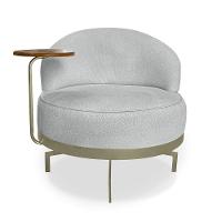 Poltrona Sala De Estar Base Giratória Dourada Aura Bouclê S04 - D'rossi Cor Cinza