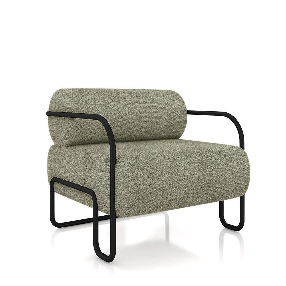 Poltrona Sala De Estar Industrial Preto Ameli Bouclê K01 - D'rossi Cor Verde - 1