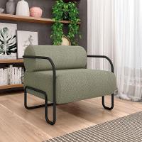 Poltrona Sala De Estar Industrial Preto Ameli Bouclê K01 - D'rossi Cor Verde - 6