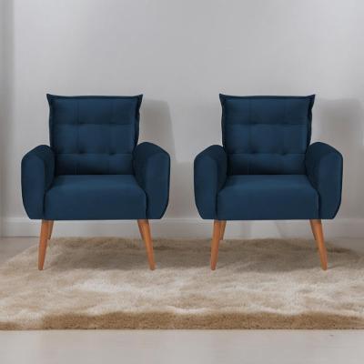 Conjunto De Poltronas Decorativas Atlas Veludo Azul