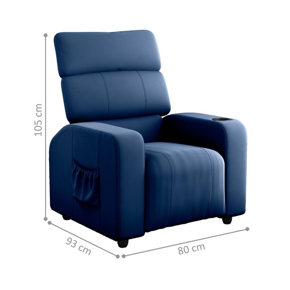 Poltrona Reclinável Para Descanso Pilos Veludo Azul - 3