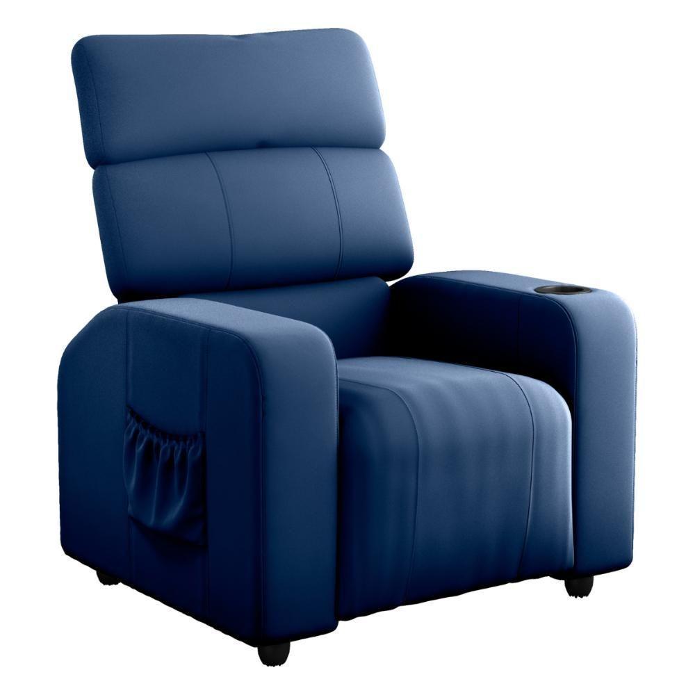 Poltrona Reclinável Para Descanso Pilos Veludo Azul - 4